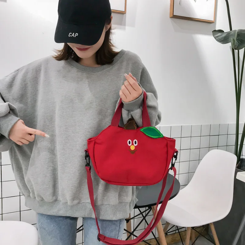 Funny Fruit Canvas Women Crossbody Bag Lady Handbag Cartoon Cute Banana Tomato Messenger Bag Personalized Cool Girl Shoulder Bag