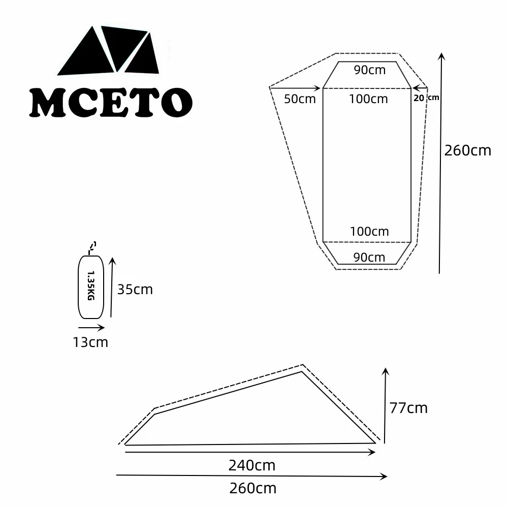 Imagem -06 - Ultra Leve Barraca de Acampamento Impermeável Tenda Mochila Portátil Caminhadas ao ar Livre Túnel Cama de Acampamento Pessoa Novo