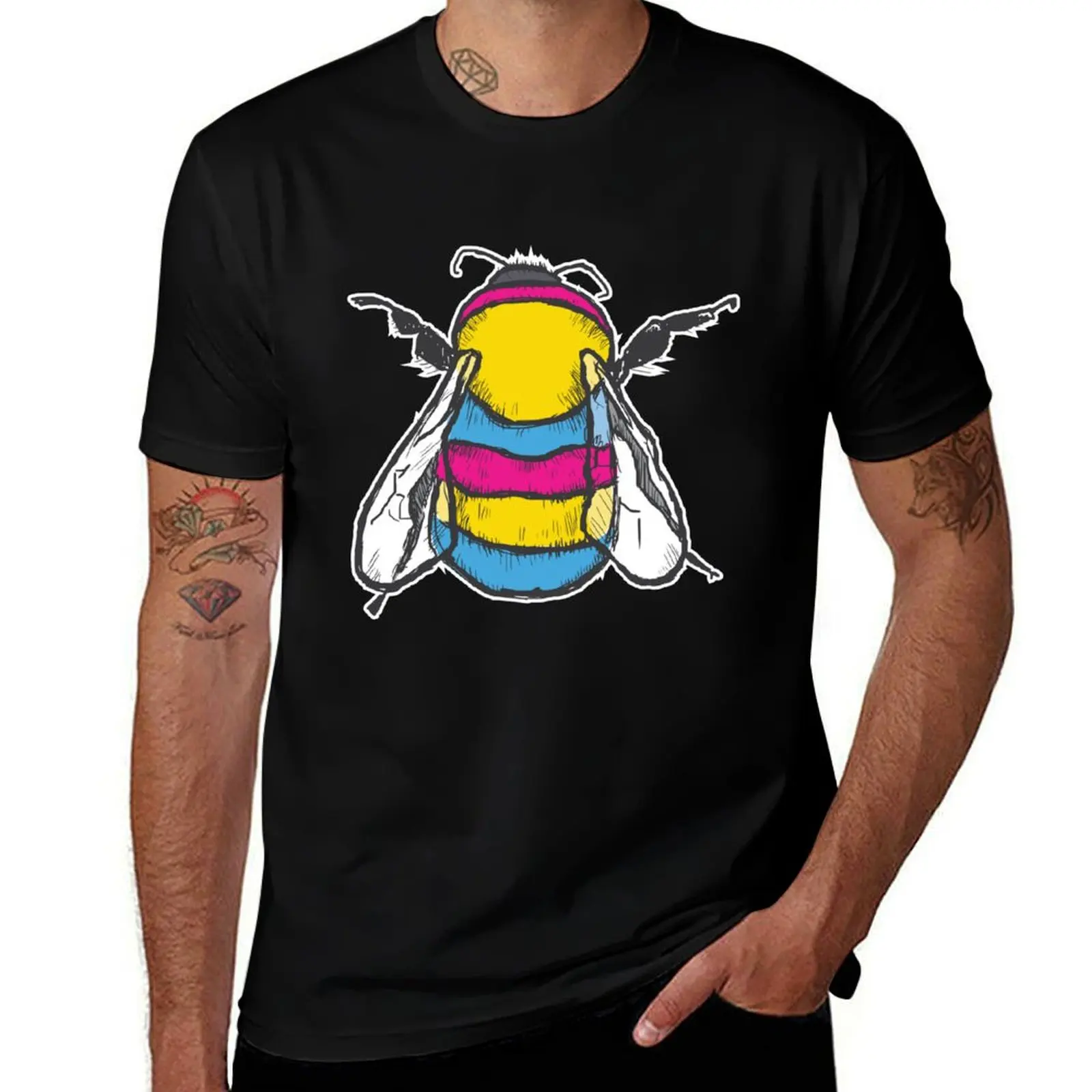 

Pansexual Bee T-Shirt funny costumes cotton man t-shirts summer 2025 blanks mens vintage t shirts