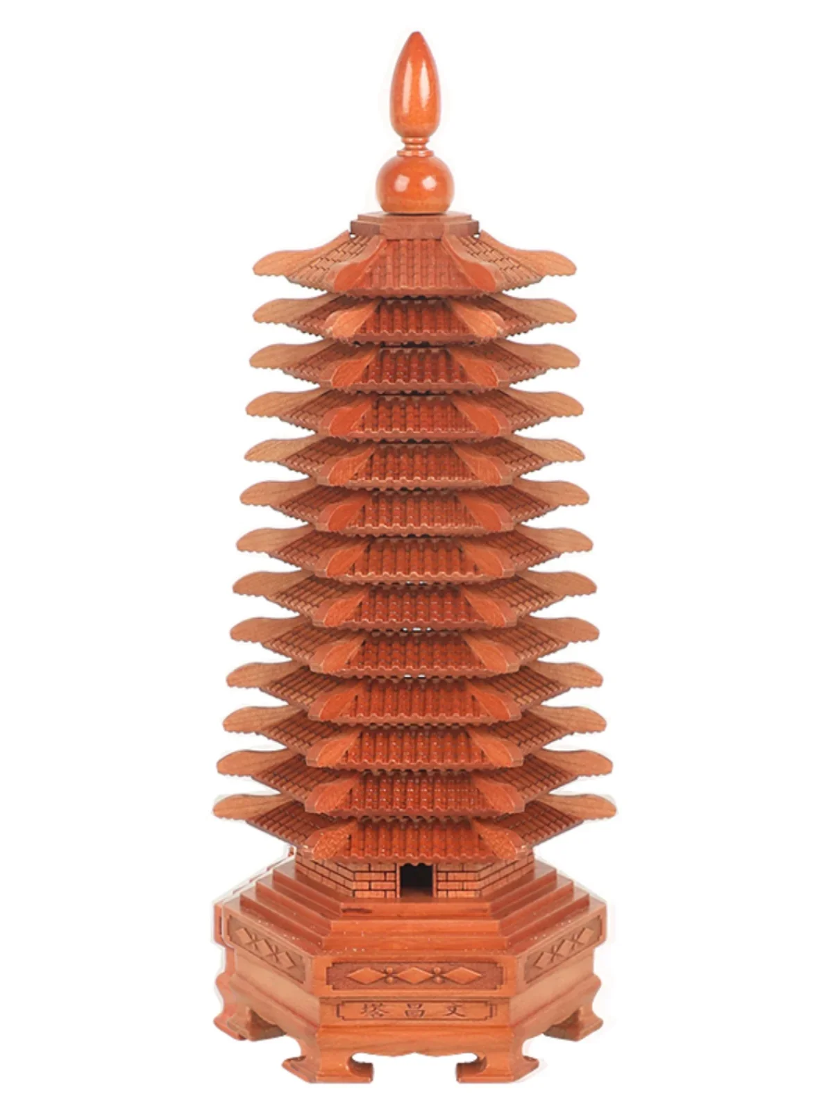 

Pure mahogany authentic Wenchang tower 9 layers handmade 7 layers Wenchang tower 13 layers mahogany handicrafts semi-handmade