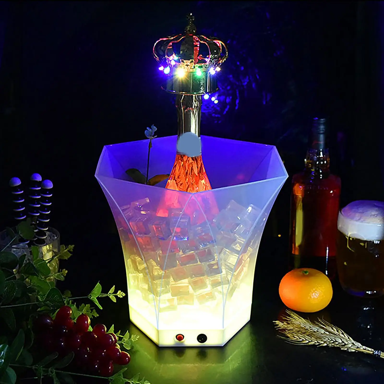 Glace LED transparente, barre lumineuse, batterie de grande capacité, 62 boissons, E27, 5L