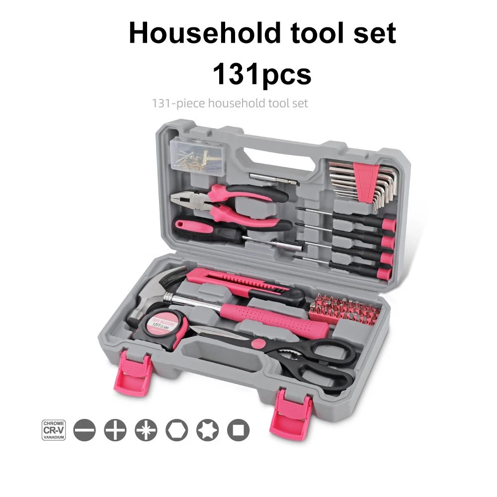 مجموعة أدوات منزلية تتضمن كماشة ومفاتيح مقبس ومجموعة كاملة من صناديق أدوات الصيانة اليومية
