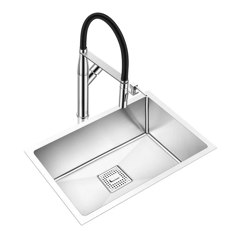 ASRAS 304 Stainless Steel Handmade Kitchen Sink Combo Europe Style Size Large and Small Single Bowl Undermount Vegetable Basin