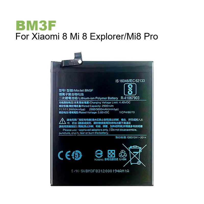 

Сменный аккумулятор мобильного телефона для Xiaomi 8 Mi 8 Explorer/Mi8 Pro BM3F BM3F 3000 мАч