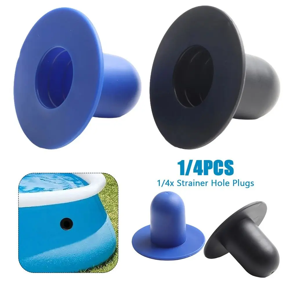 1/4Pcs Plastic Strainer Hole Plug Filter Pump Replacement Parts Water Stopper Black Blue Pool Wall Drain Plug