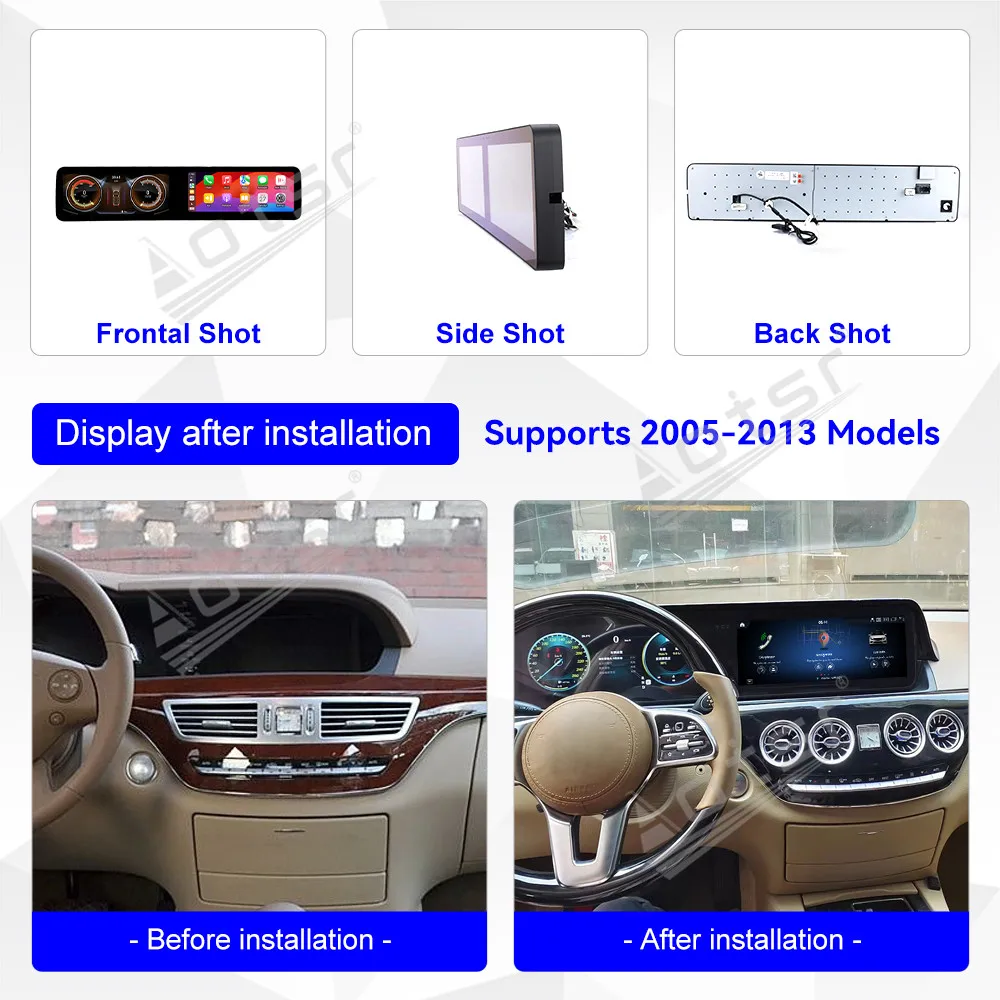Dual Screen 12.3 Inch Android 13 CarPlay Car Radio For Mercedes-Benz S 2005-2013 Touch Screen Multimedia Player GPS Navigation