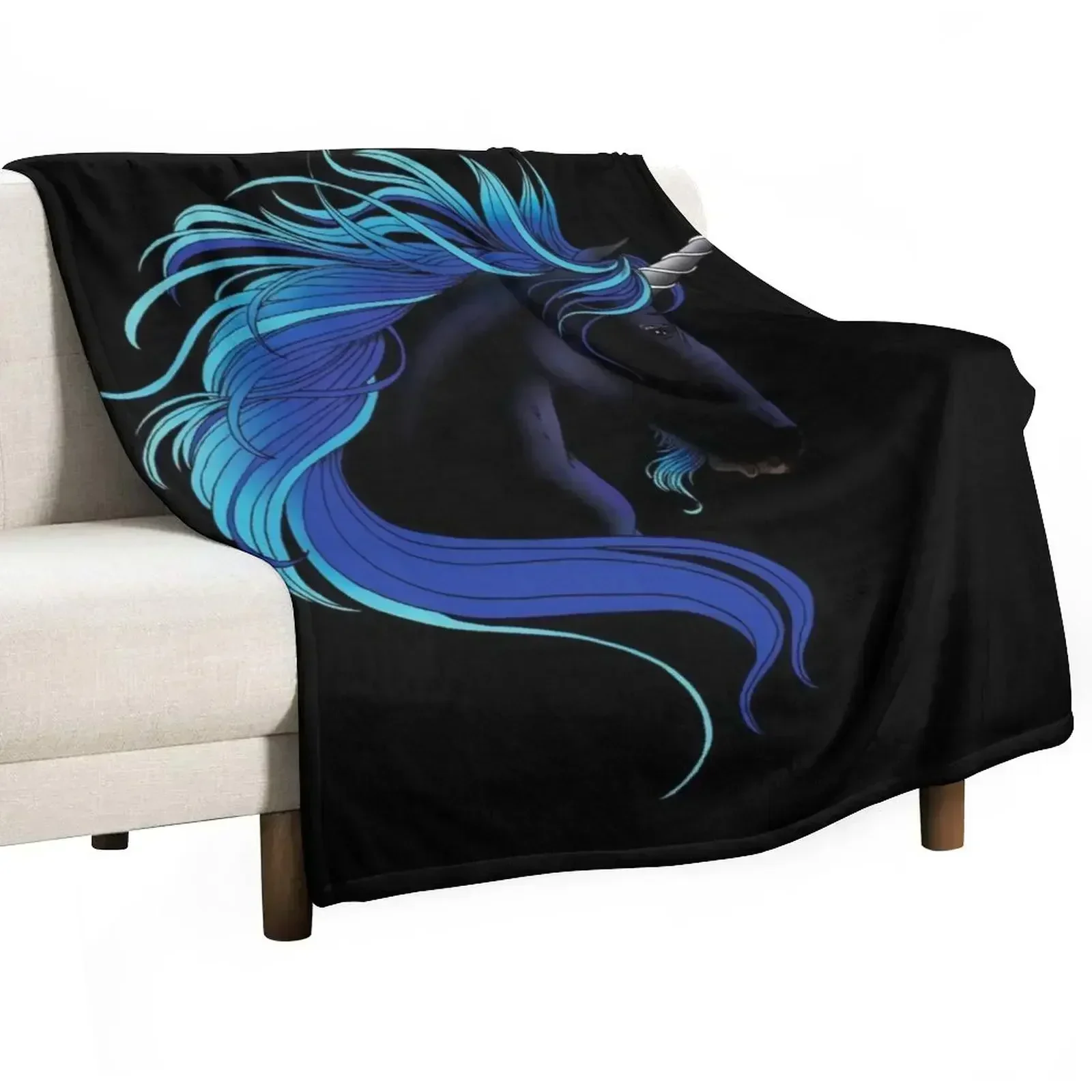 

Black Unicorn Throw Blanket Vintage Plush Blankets