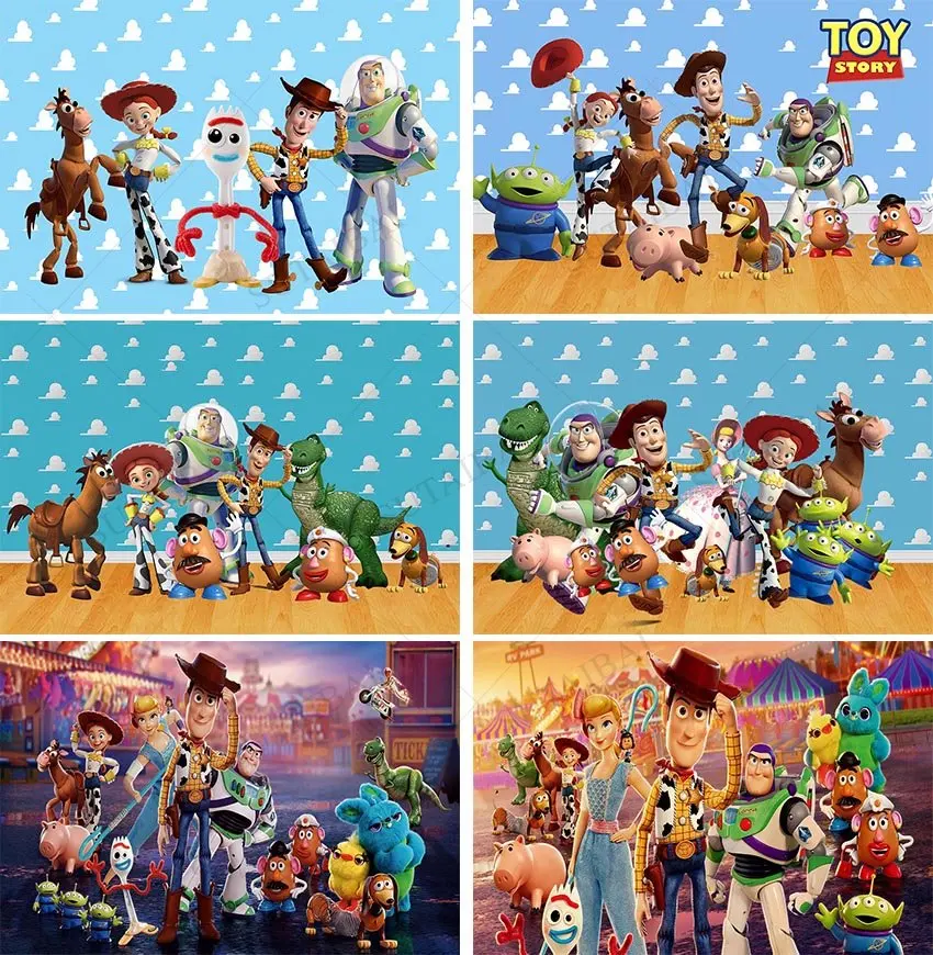 Disney Toy Story Buzz Lightyear Birthday Background Cloth Tapestry Hudi BirthdayKid Baby Birthday Party Photo Studio Decorations