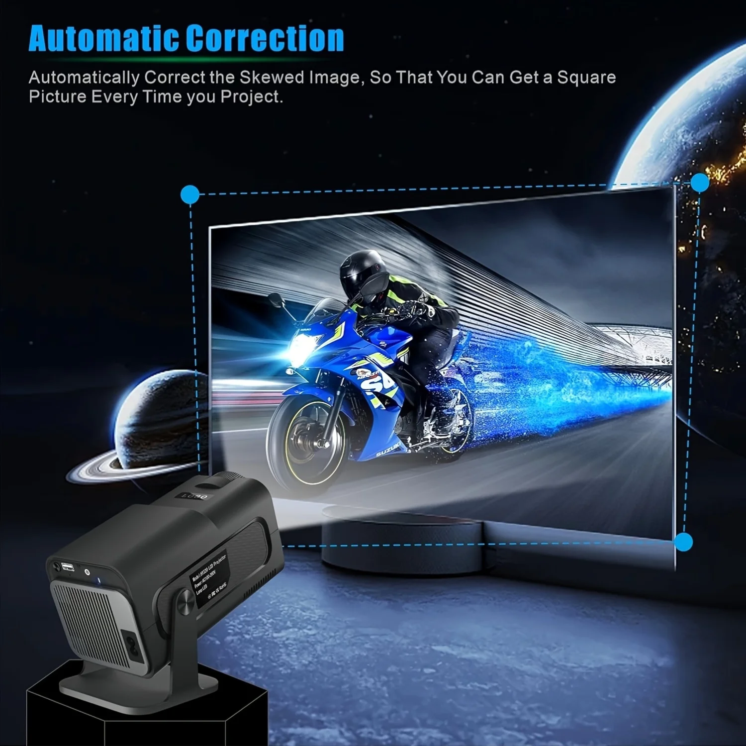 جهاز عرض فيديو ذكي HY320 4K، 720P HD، سطوع 200ANSI، لنظام Android 11.0، 180 °   قابل للدوران للمسرح المنزلي والاستخدام الخارجي