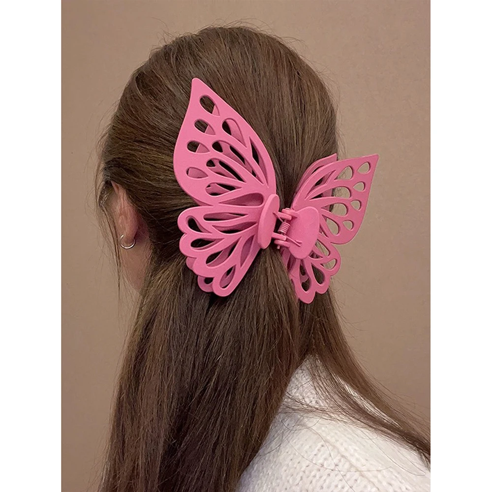 Haimeikang Butterfly Solid Color Hair Claws Hair Clips Girls Korean Ponytail Headwear Styling Tools Hairpin Crabs Clips For Hair