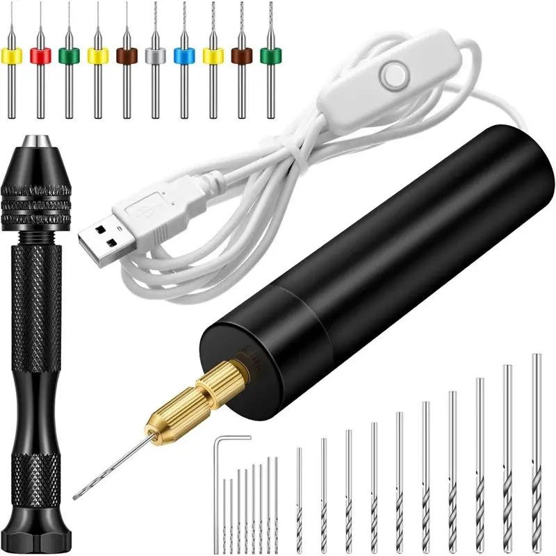 AT05-Twist Drill Set For Resin Mold-Electric Hand Drill With Drill Bits, Pin Vise, Drills Included