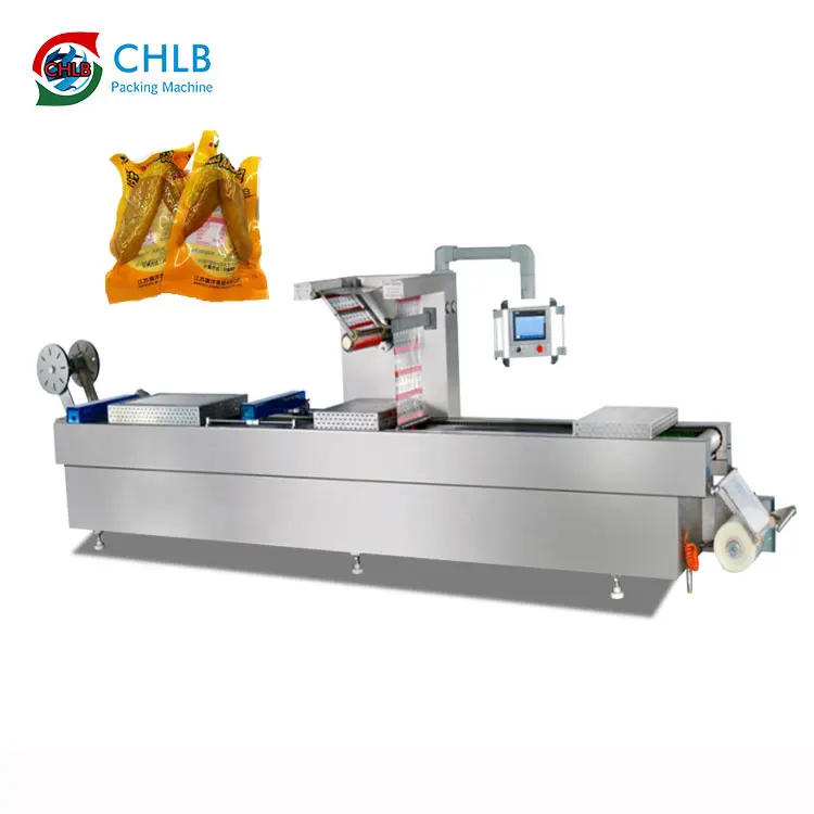 Automatic Meat Frozen Food Vacuum Packaging Machine Continuous Stretch Film Thermoforming Vacuum Packaging Machine