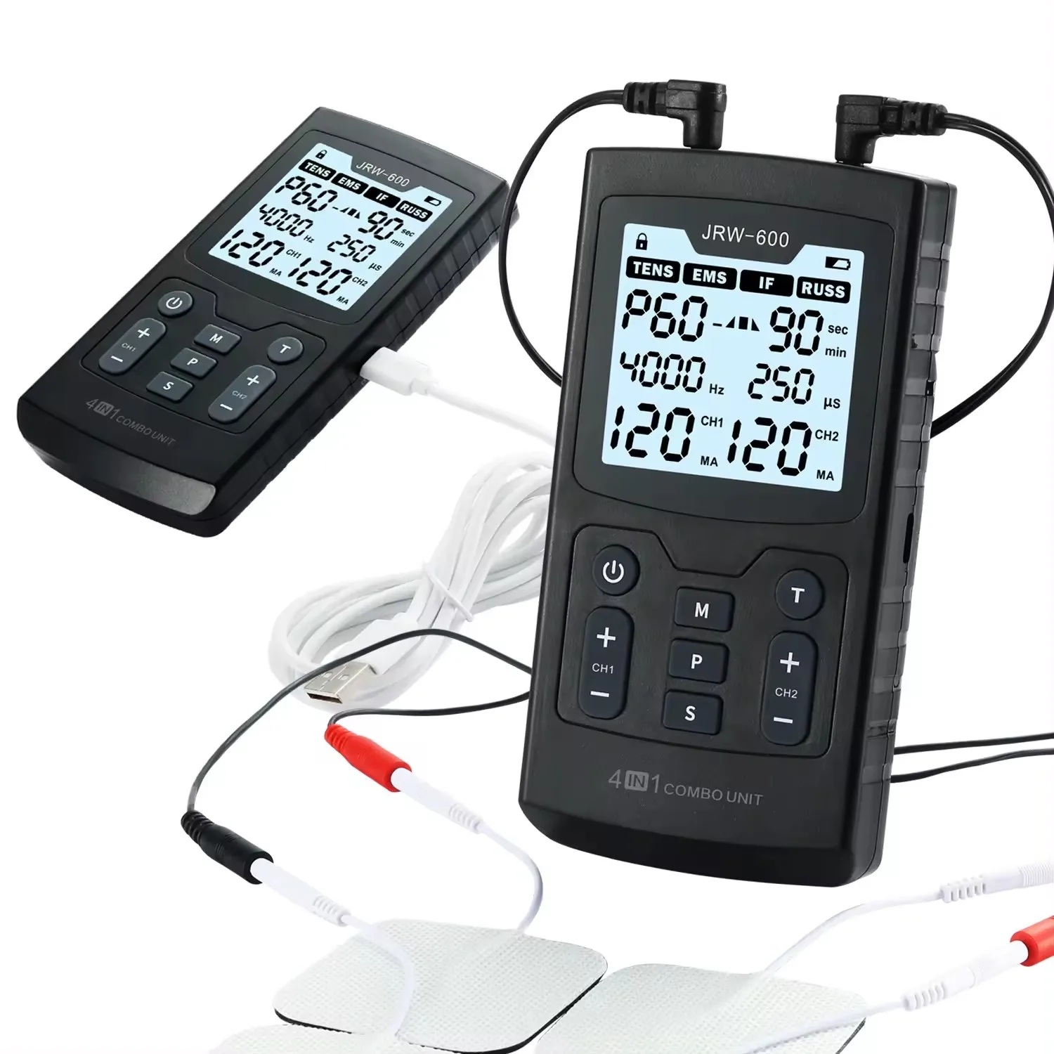 4in1 EMS IFT RUSS TENS Electric Muscle Stimulator TENS Unit Adjustable Physiotherapy Massage for Abdominal Body Massager Therapy