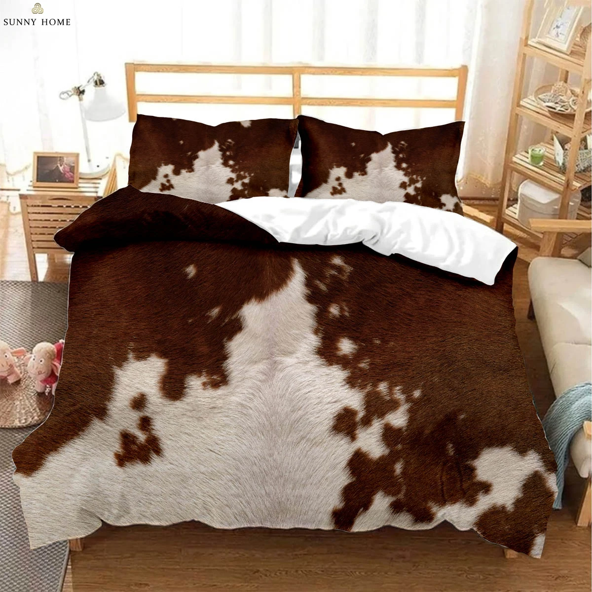 

Animal Texture Leopard 3D Printed Quilt Cover Bedding Set Polyester Machine Washable Quilt Cover Pillowcase Three-piece Set