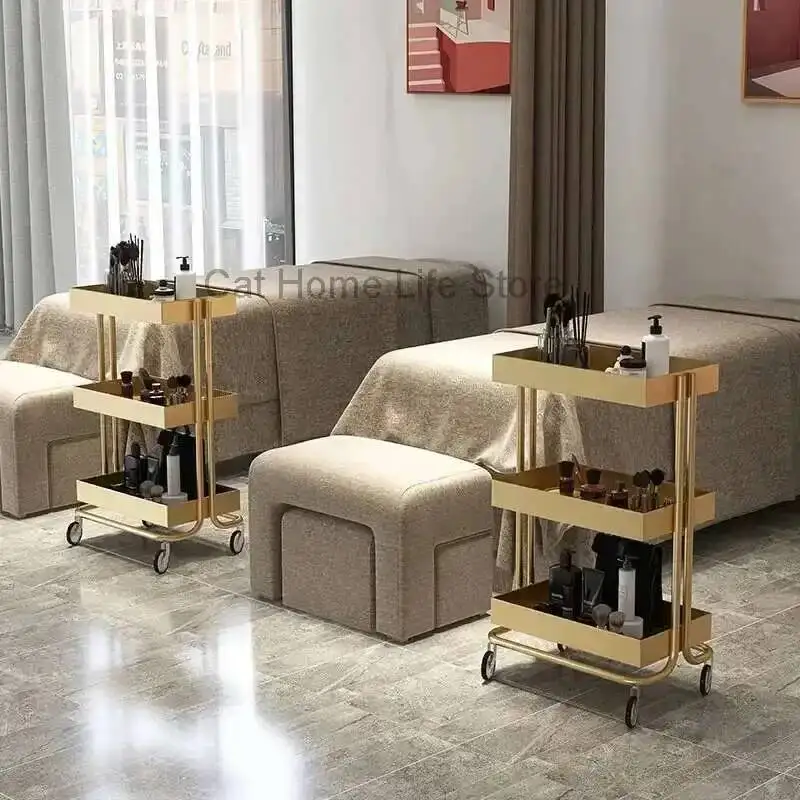 

And Trolley Storage Hair Salon Esthetician Cart Wheels Organizer Workshop Tool Gold Furniture Beauty Hairdresser Professional
