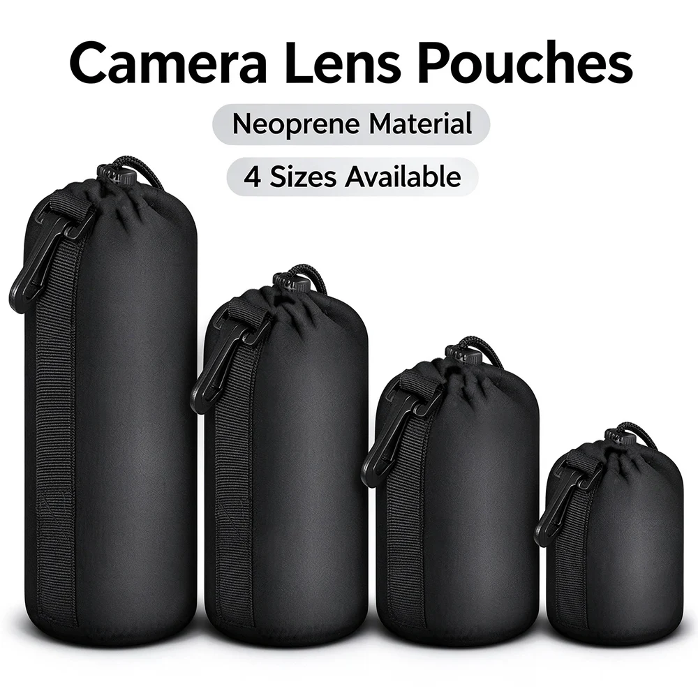 Waterproof Neoprene Lens Case Soft Pouch Shock Resistant Lens Storage Bag for Canon Nikon Sony Fuji Leica DSLR Mirrorless Camera