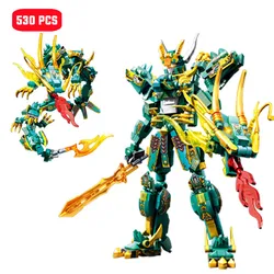 SEMBO 530pcs Green Dragon Transforming Robot Building Blocks MOC Animal Assembly Model Bricks Kids DIY Ornaments Toys Boys Gifts