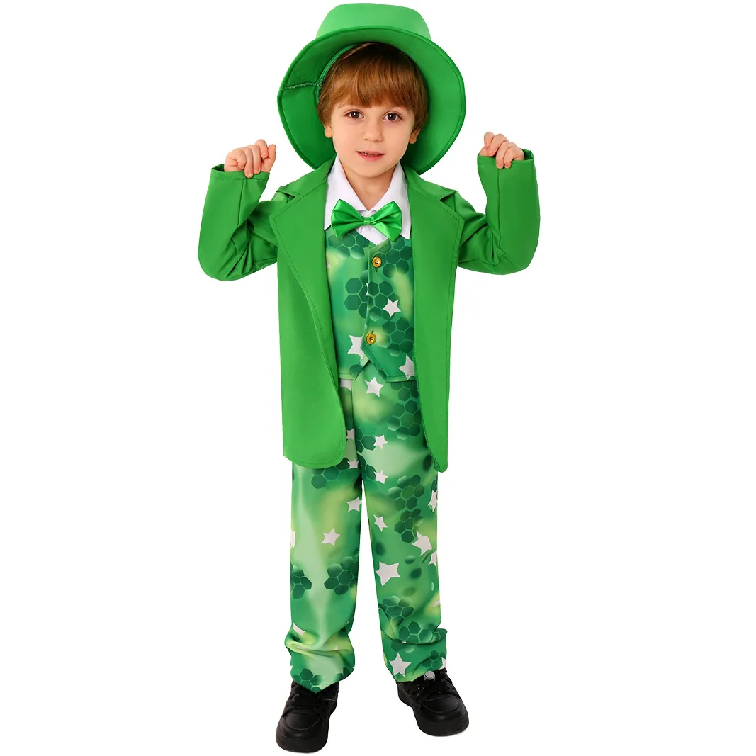 

Zawaland Children's Cosplay Costume St. Patrick's Day Boys Stage Performance Uniform Jacket Pants Ireland Holiday Costume Suit