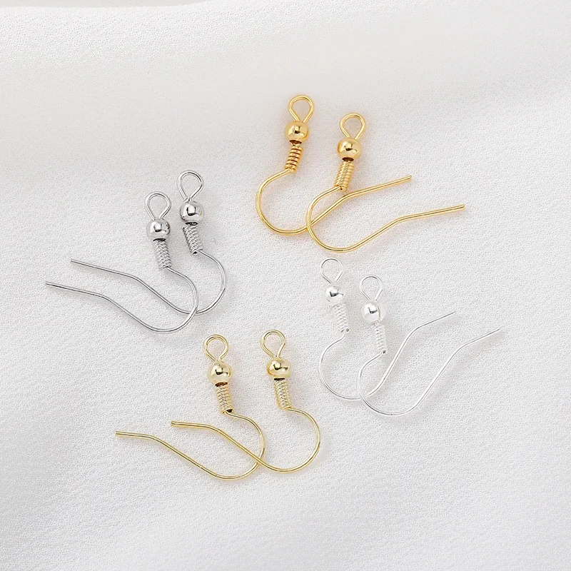 30Pcs Copper Gold Plated Ear Wire Hooks Flat French Fish Hook w Spring Shepherd Hook Glasps For Diy Drop Earrings Jewelry Making