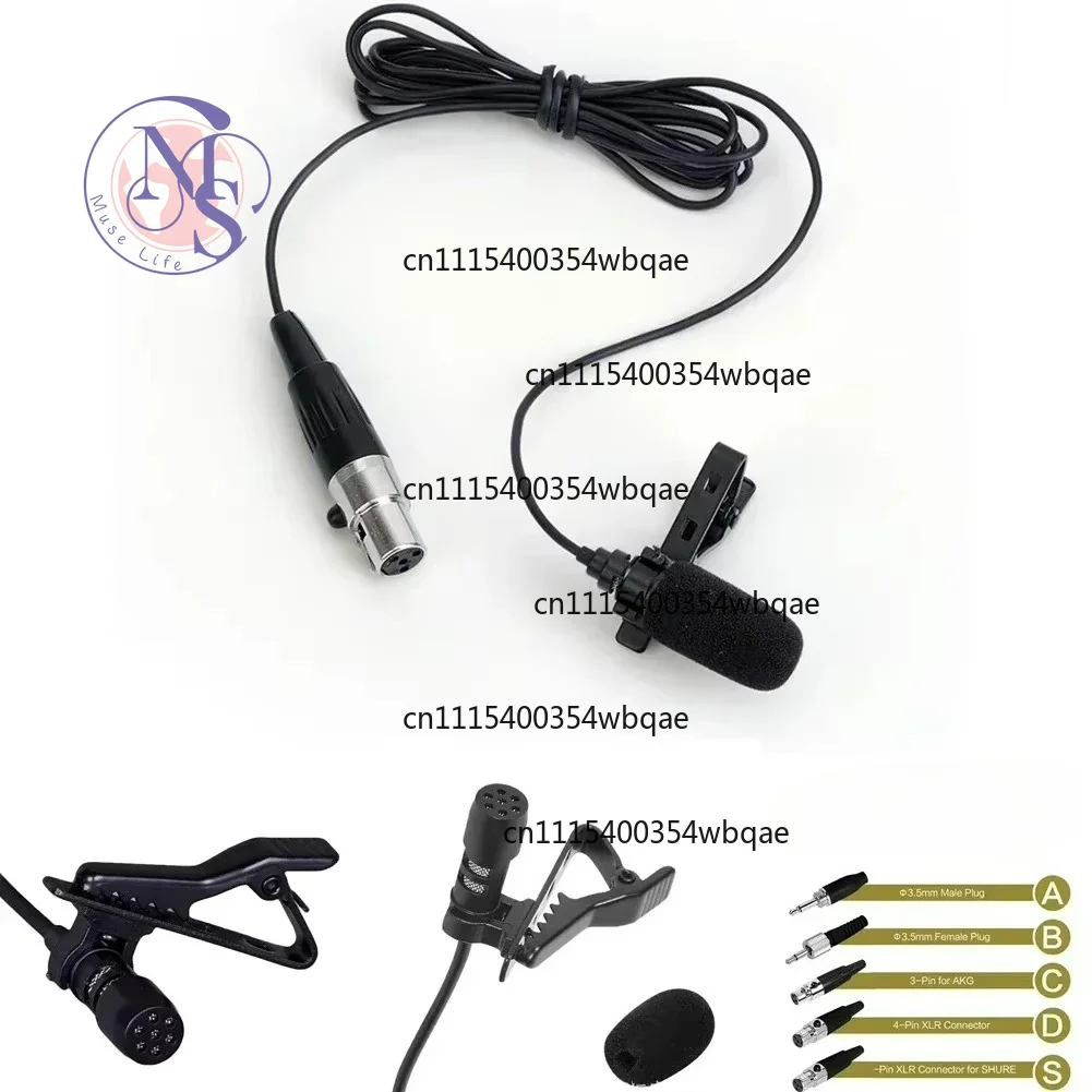 ZOCI-Black Lavalier Lapel Microphone 3.5mm XLR 3-Pin XLR 4-Pin For Wireless System With A Metal Clip And Microphone Cover