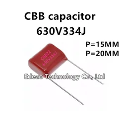 10pcs/lot CBB Capacitor CBB21 CBB22 630V 334J 0.33UF 330NF 630V334J 334J630V 334 5% Pitch 15MM 20MM P=15 P=20 P=15MM P=20MM