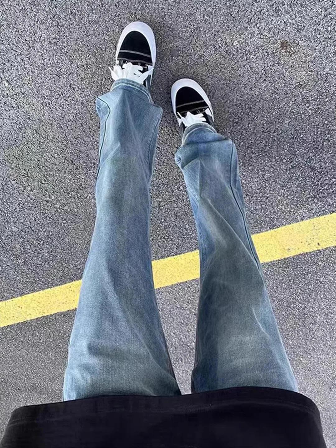 American High Street Men's Fce Lined Bootcut Jeans Cleanfit Knife Straight Leg Jeans for Autumn Winter Long Legs Effect