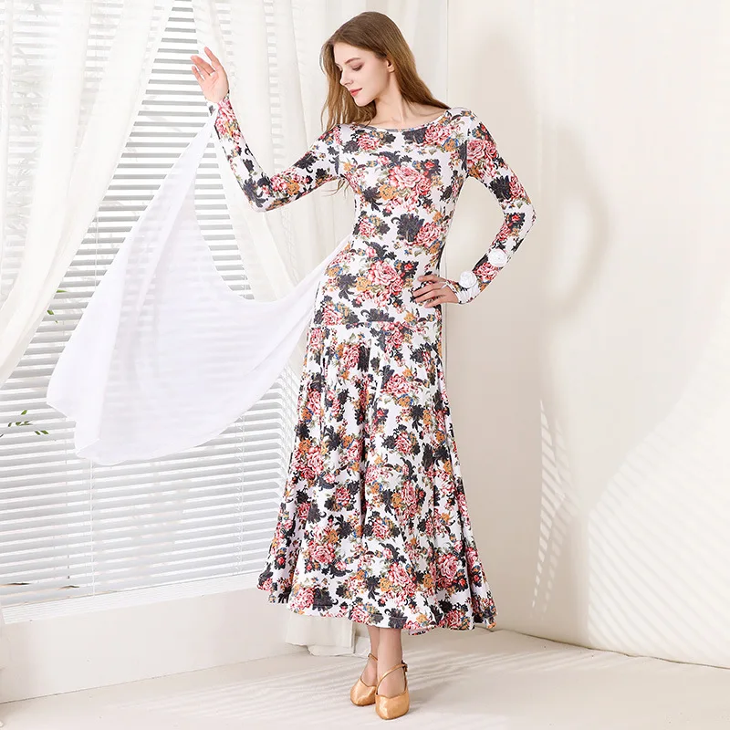 Spódnica do tańca towarzyskiego Waltz Women Design Printing Tango Ballroom Dance Dress Lady Advanced Standard Ballroom Dance Dresses