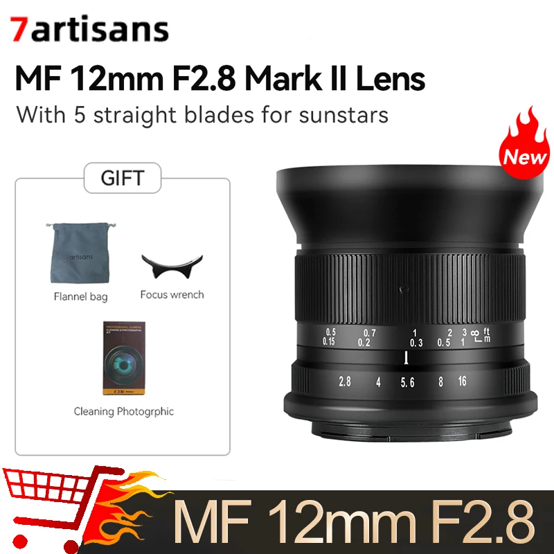 

7artisans 12mm F2.8 Mark II APS-C Super Ultra Wide Angle Lens Large Aperture For Sony E Fuji XF Canon EOS-M Canon RF Nikon Z M4/