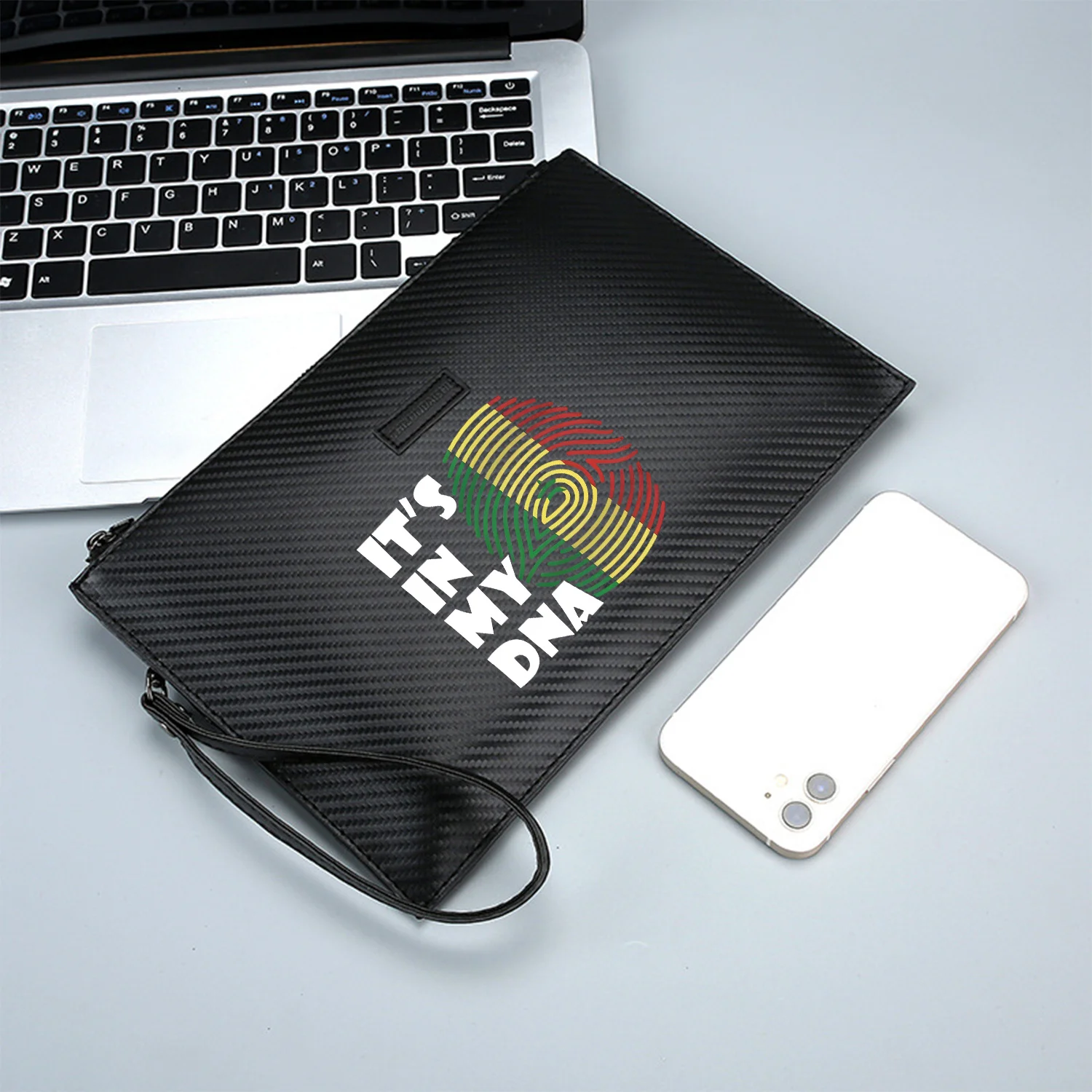 خلفية عناصر العلم بتصميم بصمة الإصبع، حقيبة يد رجالية من البولي يوريثان مطبوعة أنيقة وعملية للحمل اليومي