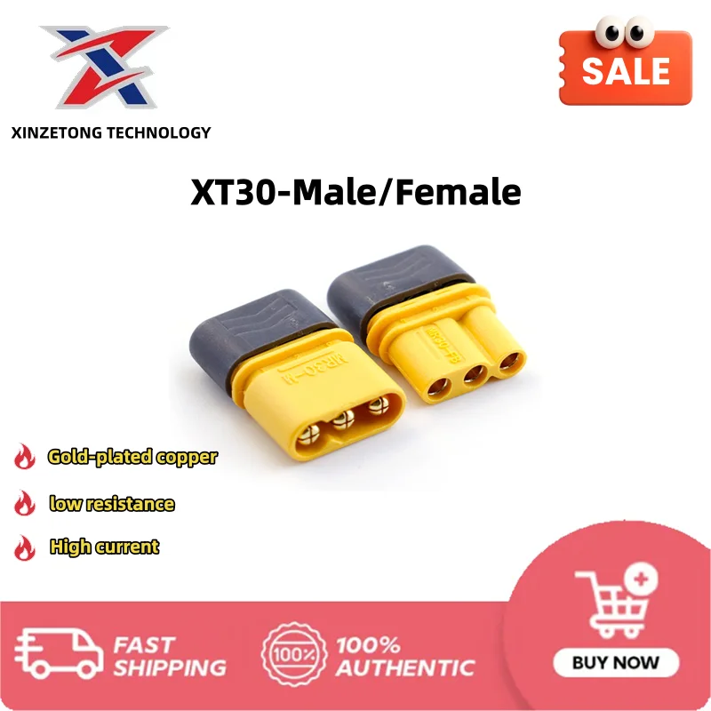 Amass MR30 Genuine 2mm Gold-Plated Plug for High Current Applications in New Energy Motors