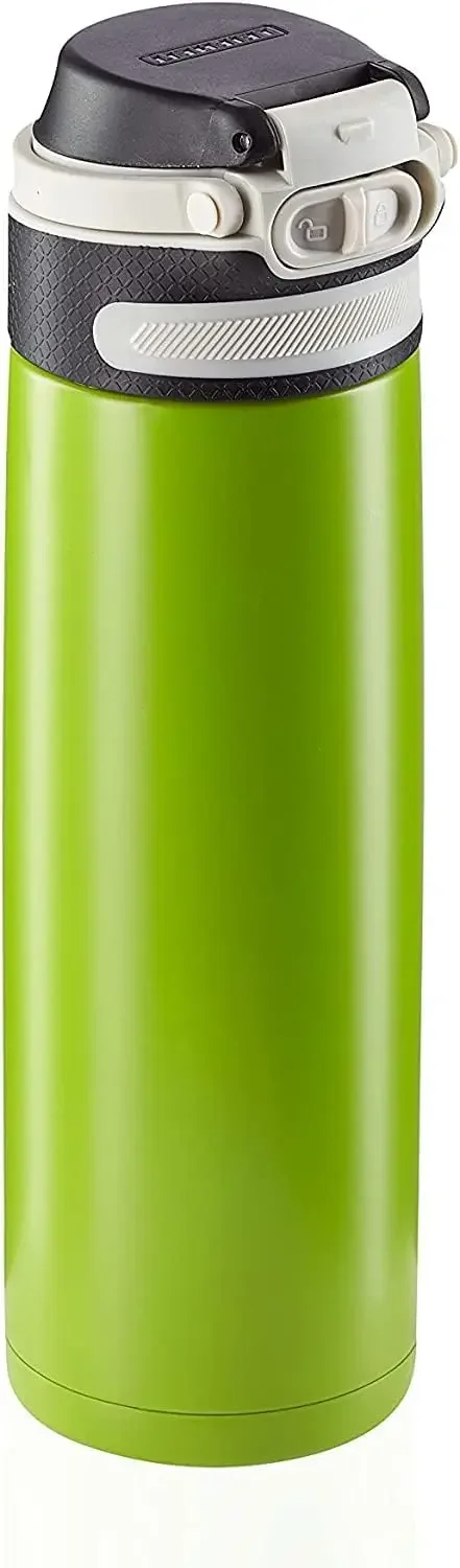 Insulating Mug Flip 600 Ml, Coffee Mug 100% Leak-Proof, Practical One-Hand Opening, Drinking Mug To Go With Fruit Filter, Kiwi