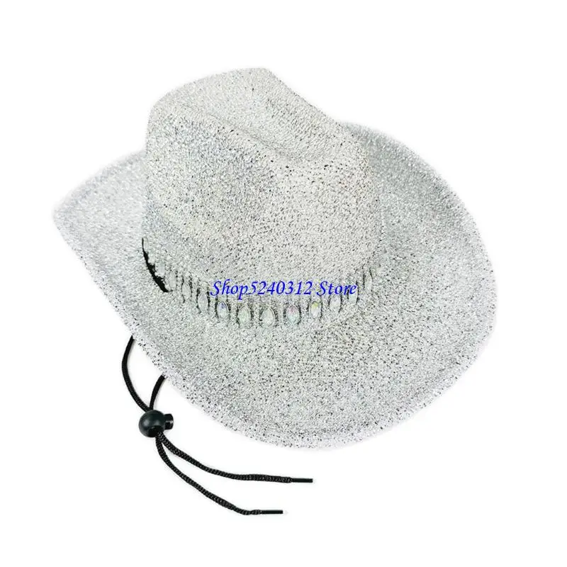 634C Cowboy Hats Shimmering Glitter Hat for Bachelorette Party Cocktail Parties