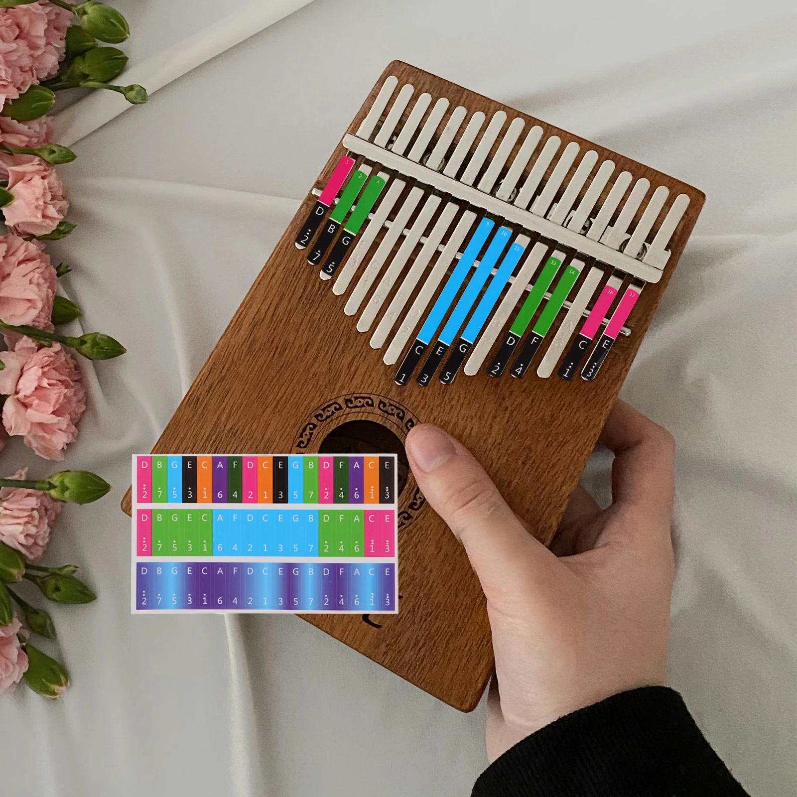 

Kalimba Note Stickers 17 Keys 21 Keys Thumb Piano Decal Finger Note Removable Practical Kalimba Keyboard Sticker Scale Stickers