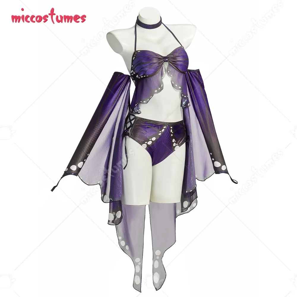 HAIKYUU Women's Retro Butterfly Swimsuit with Coverup Gothic Two-piece Swimsuit with Choker