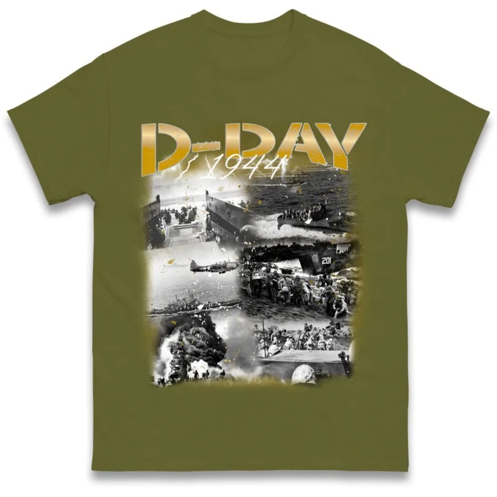 D-Day تي شيرت المحاربين القدامى التي شيرت نورماندي الهبوط 81st الذكرى 1944-2025 التي شيرت الرجال الصيف Crewneck القطن قصير الأكمام