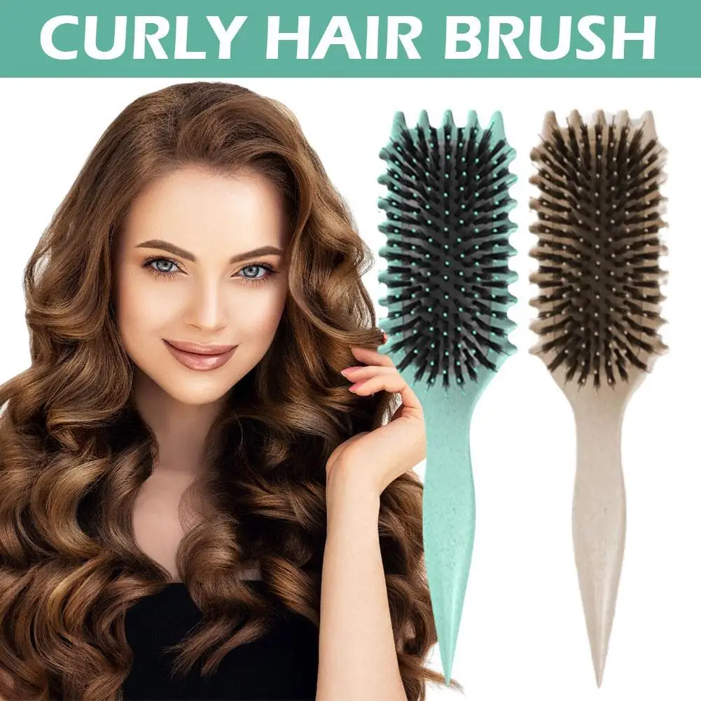 Curling Hair Brush Curls Styling Boar Bristle Detangling Hair Brush Anti Tangled Hair Comb Shaping Defining Curls Barber Salon