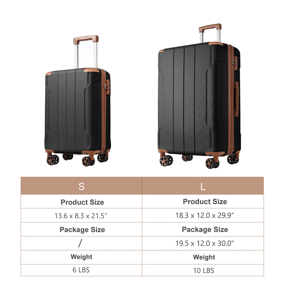 

2PCS Expandable ABS Hardside Luggage Set Lightweight Spinner Wheels TSA Lock Travel Suitcase