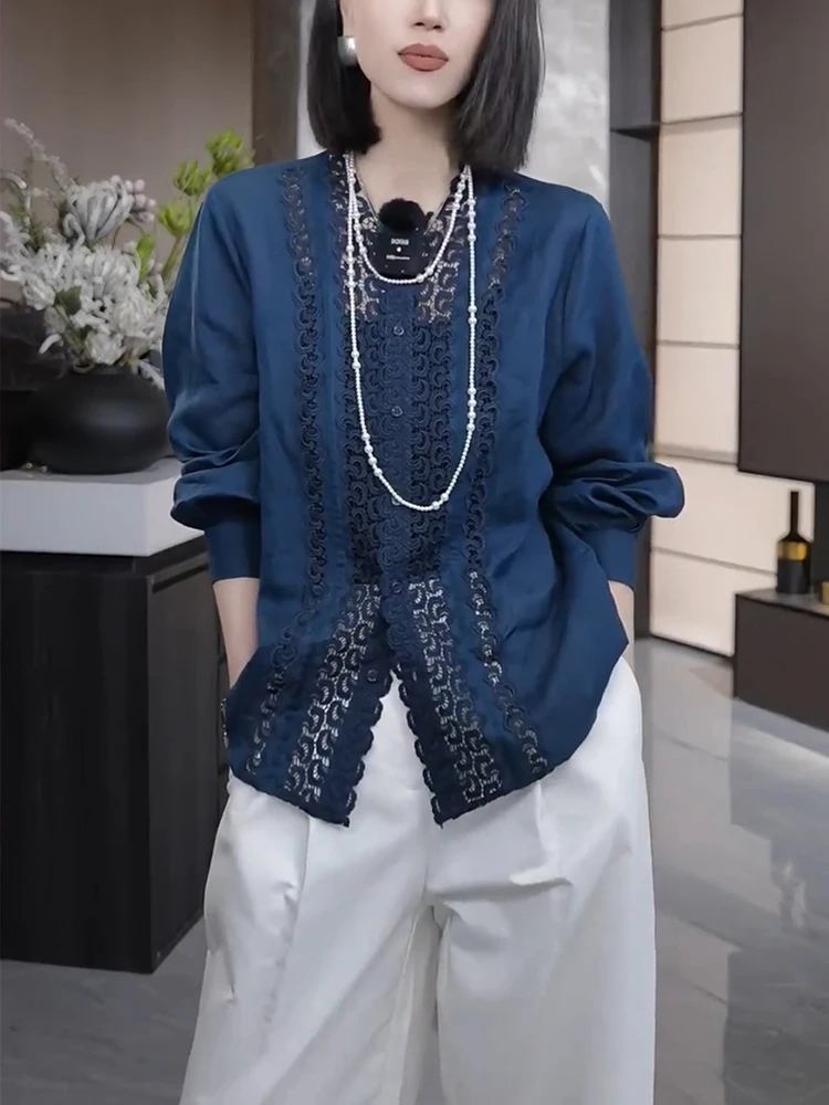 

Spring New Sle Women's Loose plus Size irt Hollow out Hook Flower Design White Enhancing Faionable Slimming Blouse