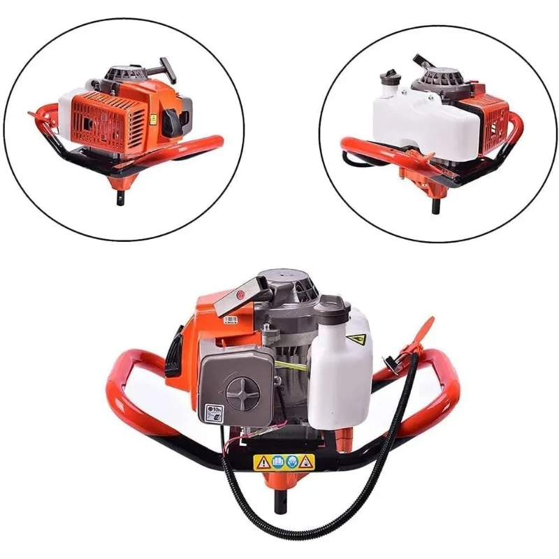 حفار ثقب آخر 72cc ثنائي الأشواط يعمل بالغاز البنزين مع قضبان تمديد (24) بوصة و24 بوصة) + 3 لقم ثقب (3 بوصة 5 بوصة و8 بوصة #3