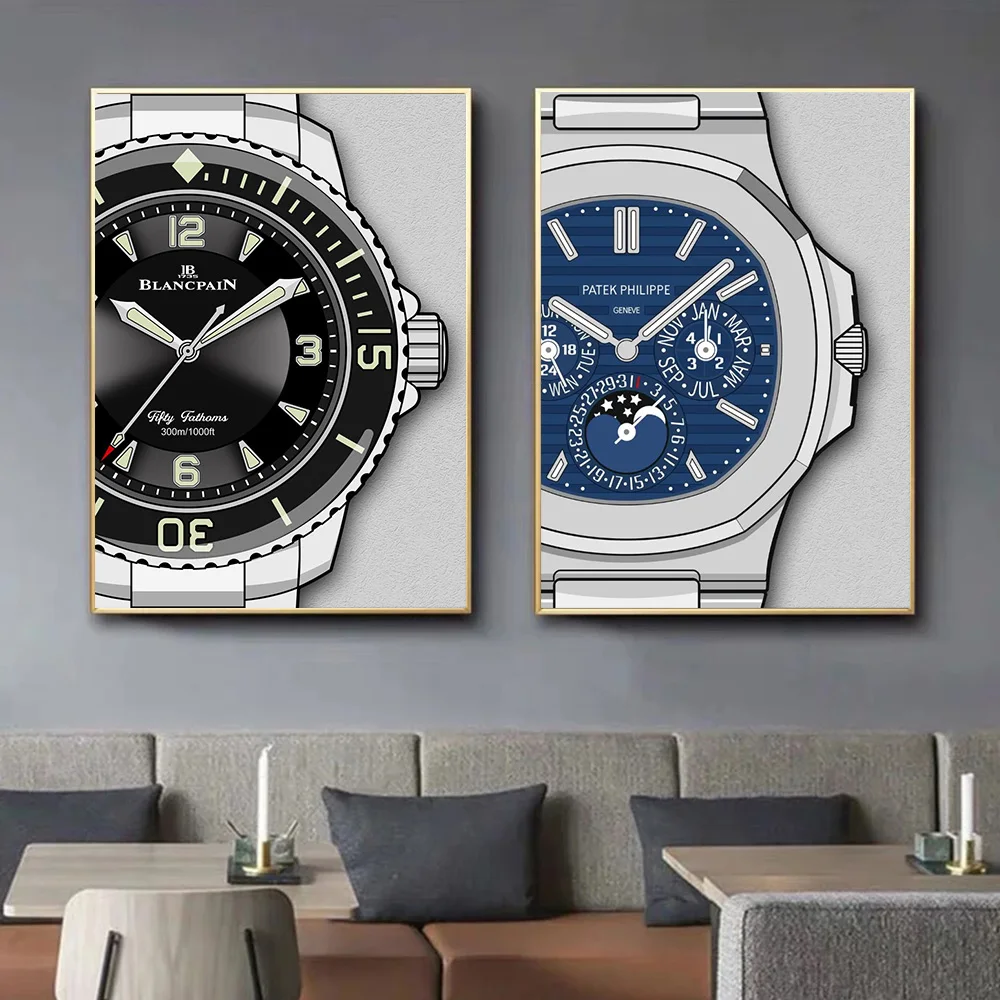 Fashion Luxury Black and Green Watch Canvas Painting Inspirational Wall Art Modern Pop Poster Prints Home Living Room Decor Gift