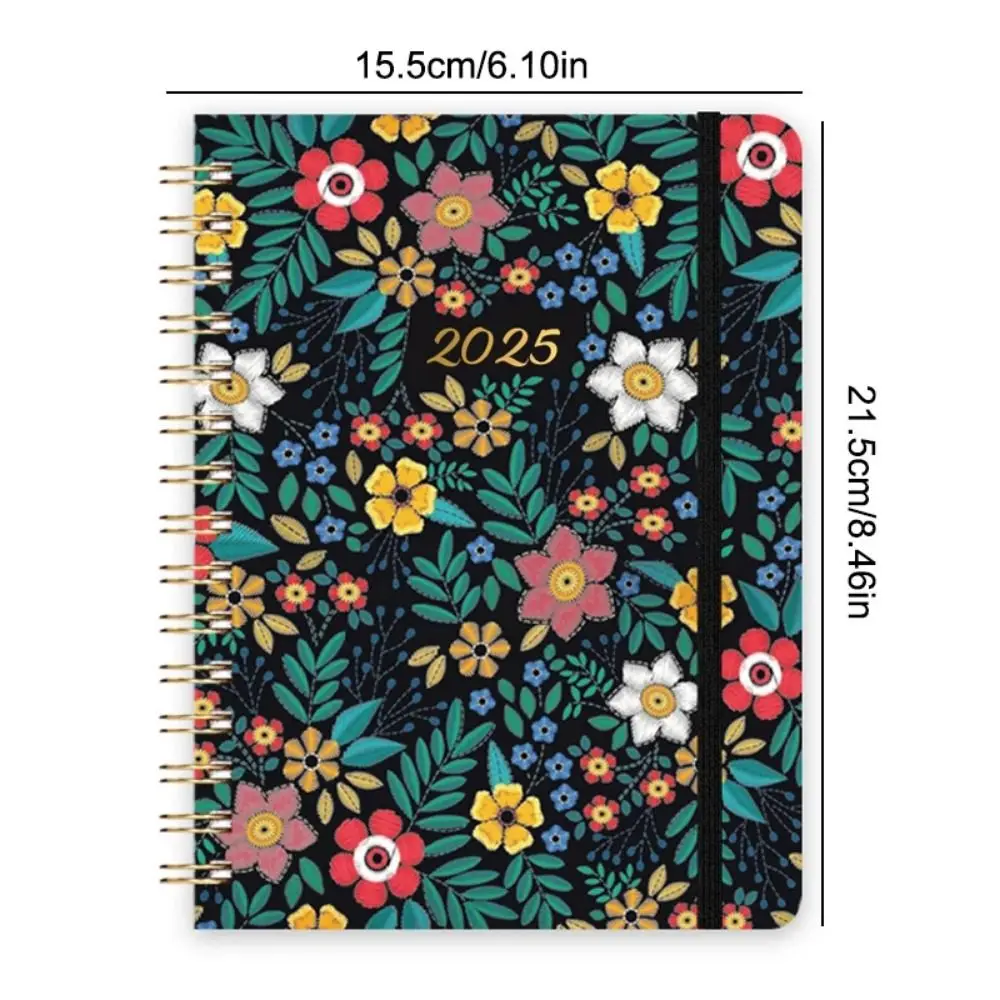 Business Memos A5 2025 Planner Notebooks 140 Pages Floral 12 Months Planner Notebook Thicken Paper 365 Days Notepad Stationery