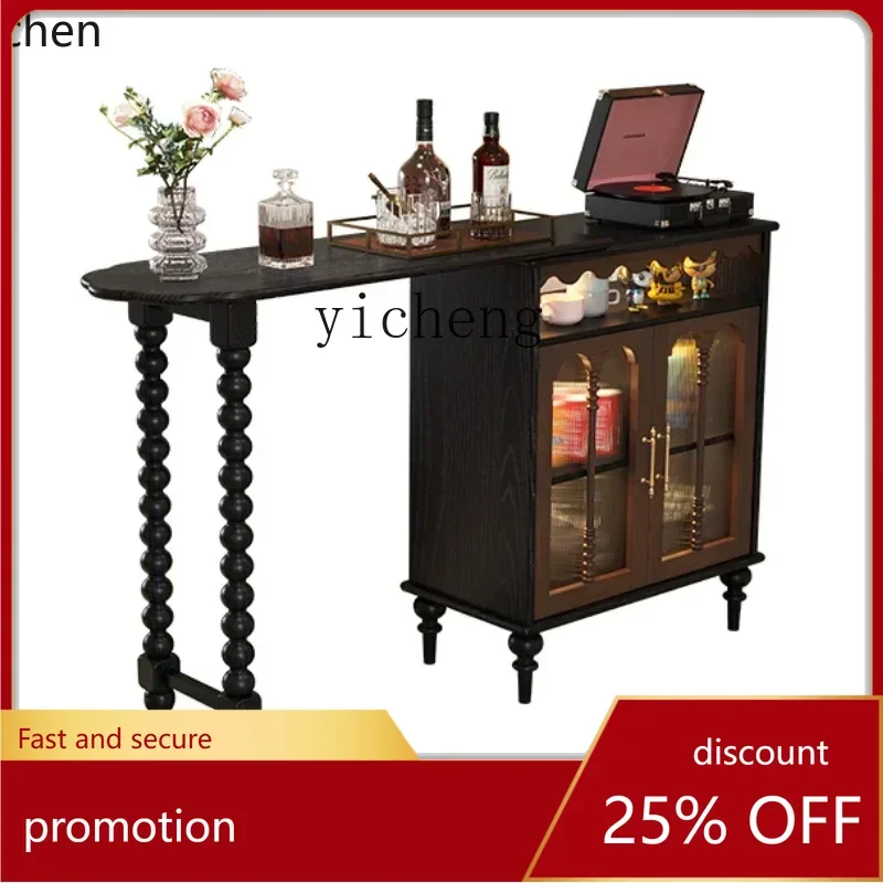 

ZMLTelescopic Bar Counter, Living Room Partition, Multi-functional Storage, Dining Side Cabinet, integrated Solid Wood Rack