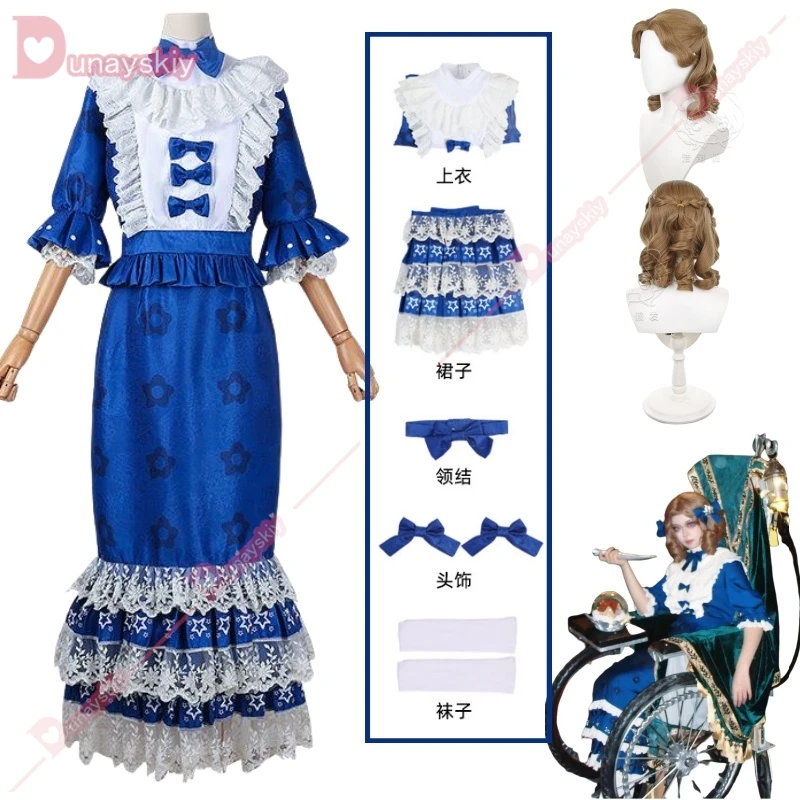 Anime Game Identity Ⅴ Galatea Clara Sculptor Cosplay Costume Wig Blue Skirt Evening Dress Woman Sexy Carnival Christmas Suit