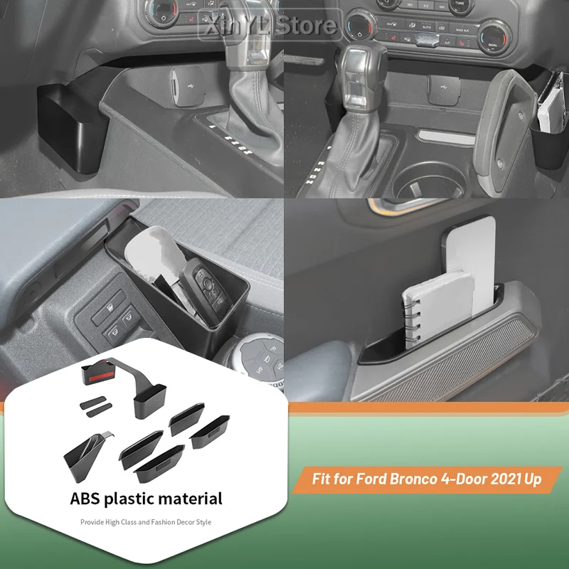 

8PCS Car Door & Gear Shift Storage Box, Interior Stowing Tidying Accessories for Ford Bronco 2021Up