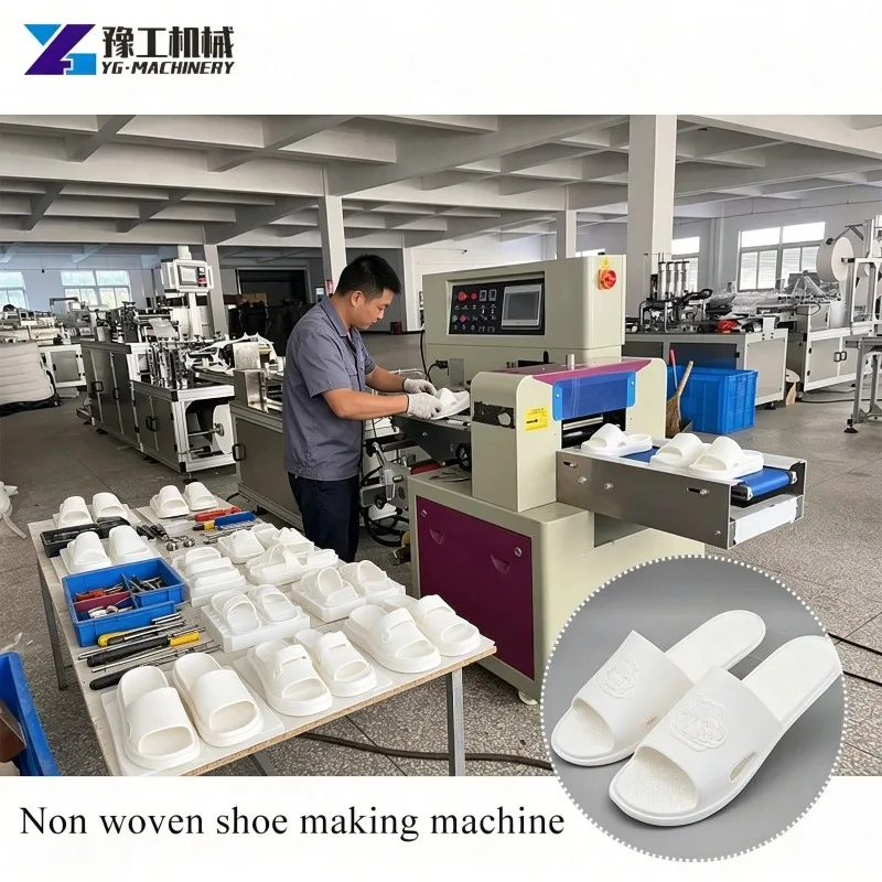 Smart PLC Control Disposable Nonwoven Slipper Making Machine Custom Logo Printing Auto Counting Stacking for Spa B&B Beauty Shop