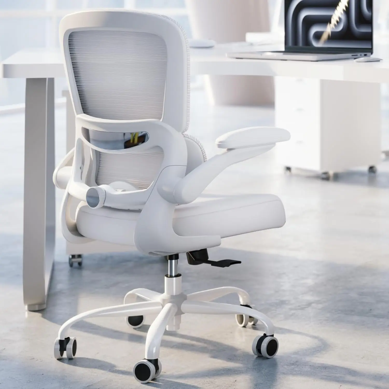 

Office Chair - Ergonomic Mesh Desk Chair with Adjustable Lumbar Support, White Executive Chair for Home Office