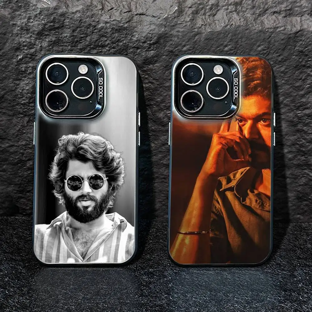 

T-ThalaPathy V-Vijay Actor Phone Case For iPhone17, 16,15,14,13,12 Pro Max Black Candy Matte Shockproof Cover