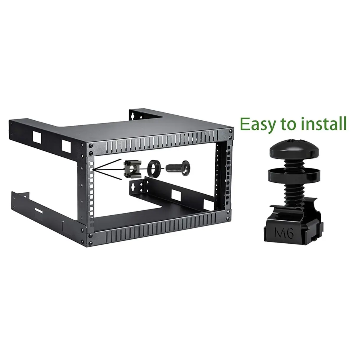 DT81 120pcs M6 Cage Screw Nut Washer Set Self-Locking Cable Ties Assortment Kit for Server Shelf Cabinets & Rack Mount Thread