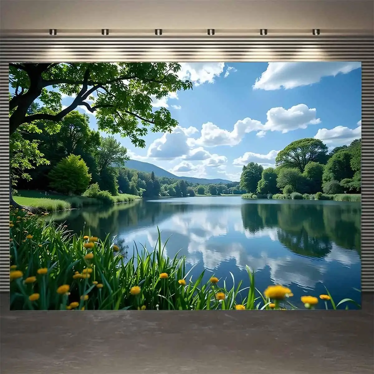 Lake In Deep Forest Mountain Tapestry Wall Hanging For Bedroom Aesthetic Nature Tree Landscape Wall Tapestries Scenic River Back