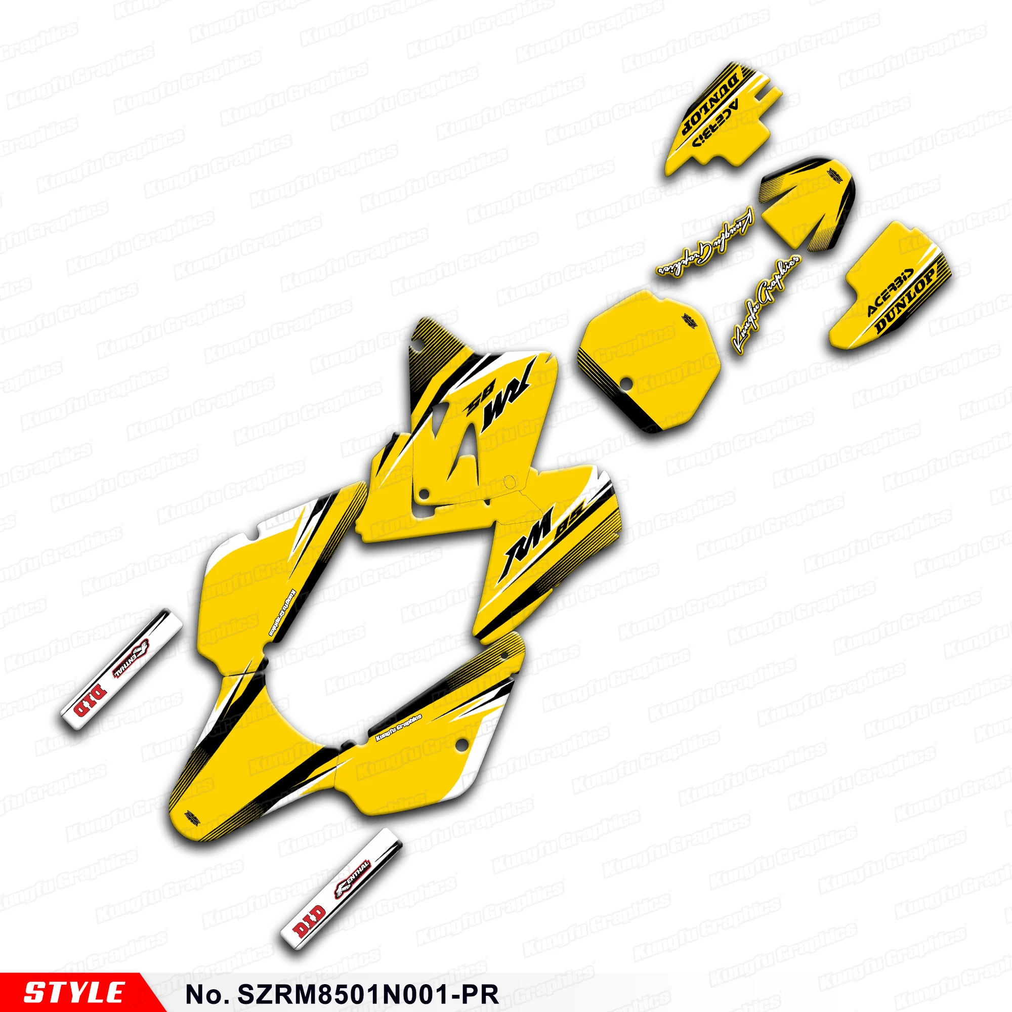 

Aftermarket Motocross Complete Vinyl Decals Stickers Kit for Suzuki RM 85 2001-2024, SZRM8501N001-PR